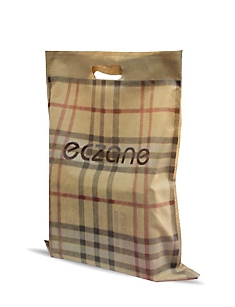 Ekose Elgeçme Eczane Yazılı Bez Çanta 35 x 45 cm