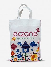 Kuşlu Kendinden Saplı Bez Çanta 30*35 CM