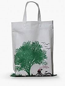 30x35 Bisiklet Desen Kendinden Saplı Bez Çanta