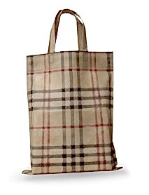 30x35 Küçük Boy Ekose Saplı Bez Çanta (YAZISIZ)