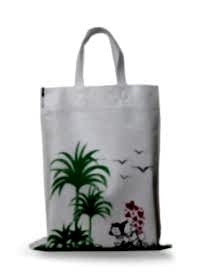 30x35 Palmiye Desen Kendinden Saplı Bez Çanta