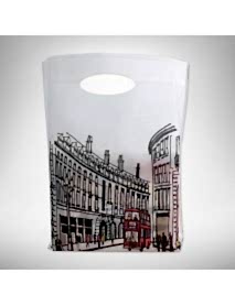 35X40 Büyük Boy Elgeçme Şehir Desenli Bez Çanta